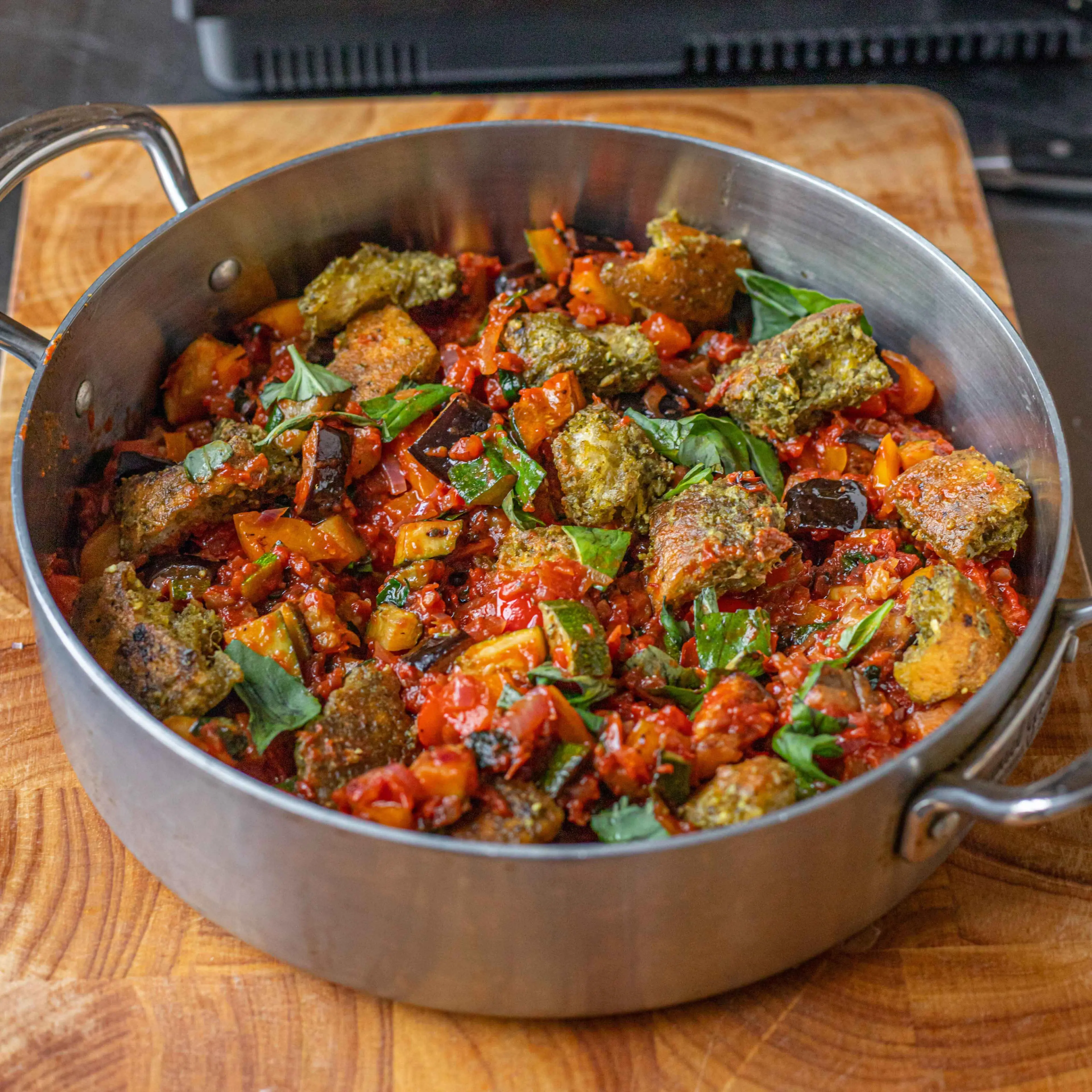 Ratatouille With Vegan Basil Pesto Croutons