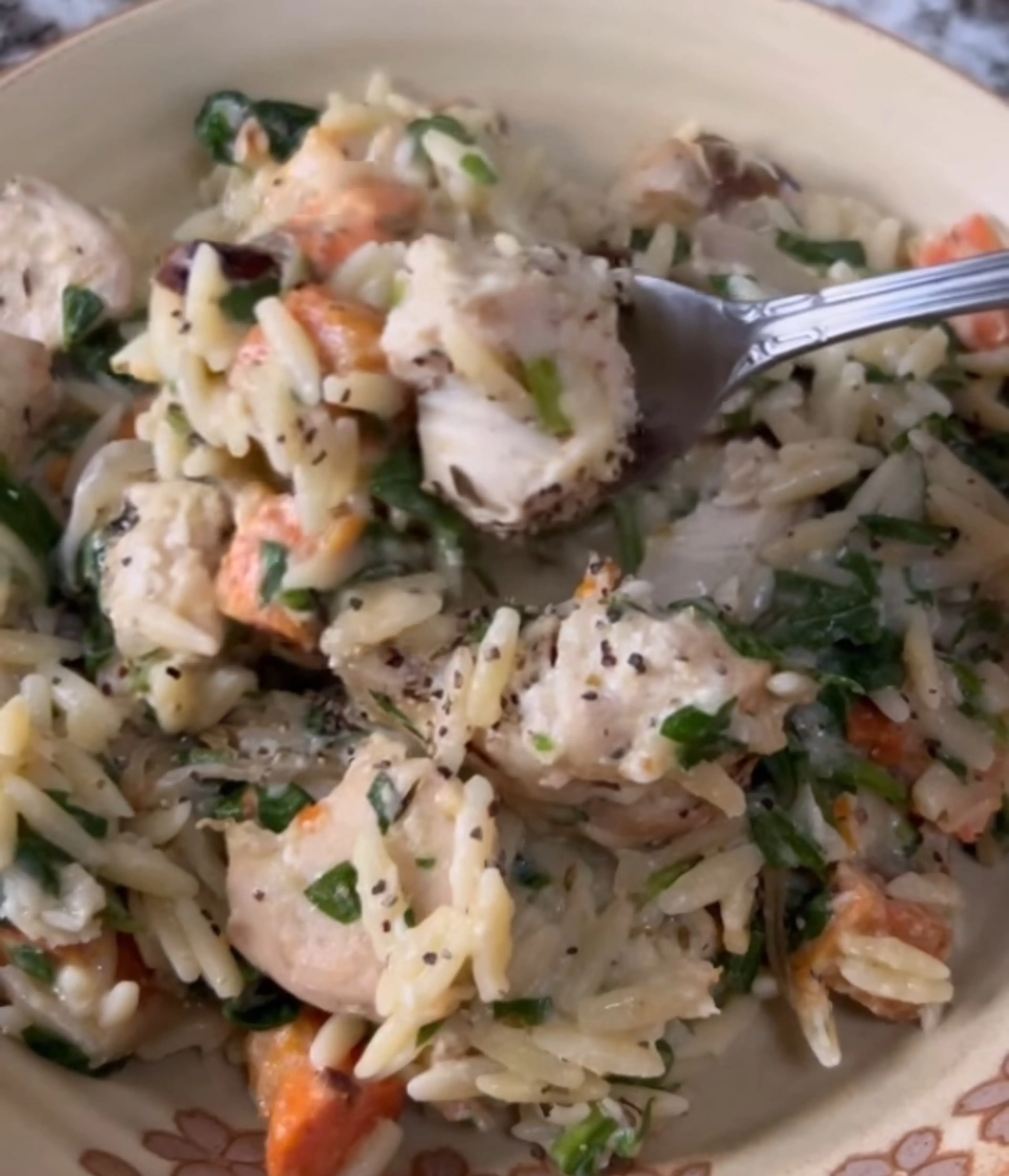 Boursin Orzo Chicken and Vegs