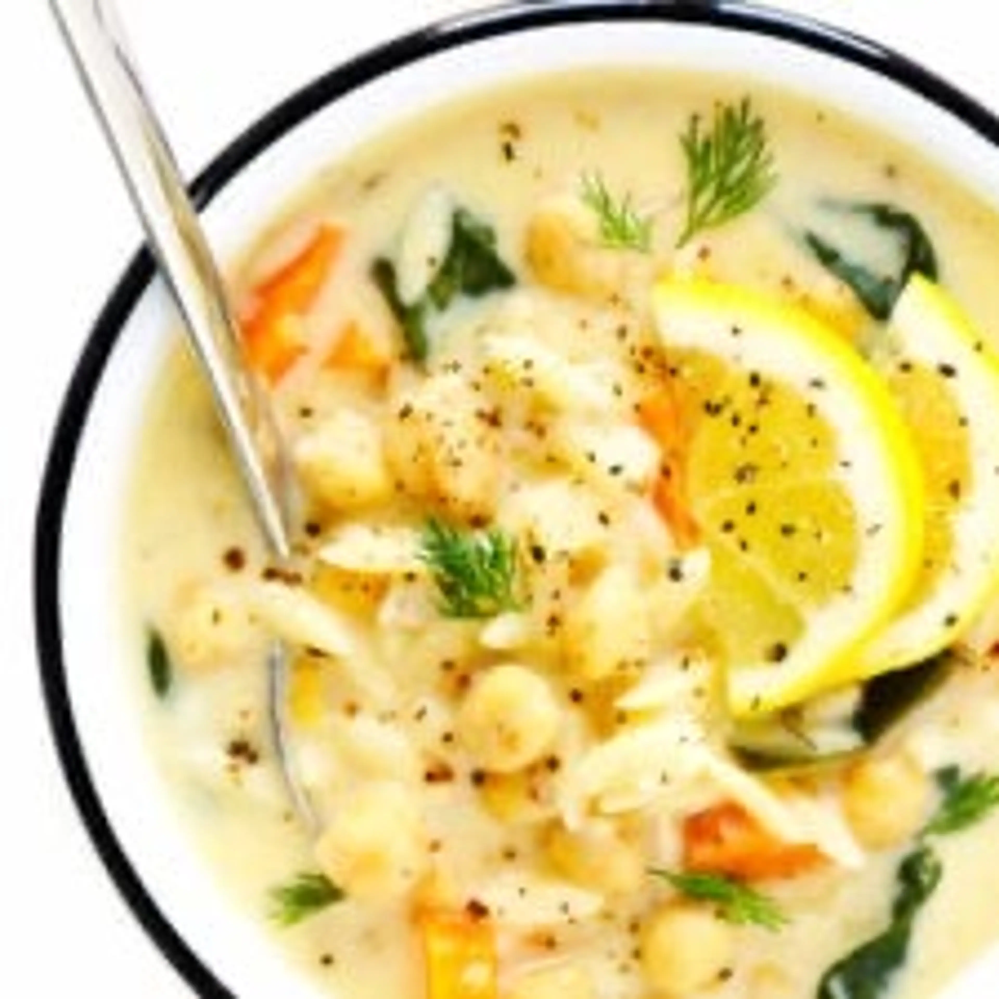 Lemon Orzo Chickpea Soup