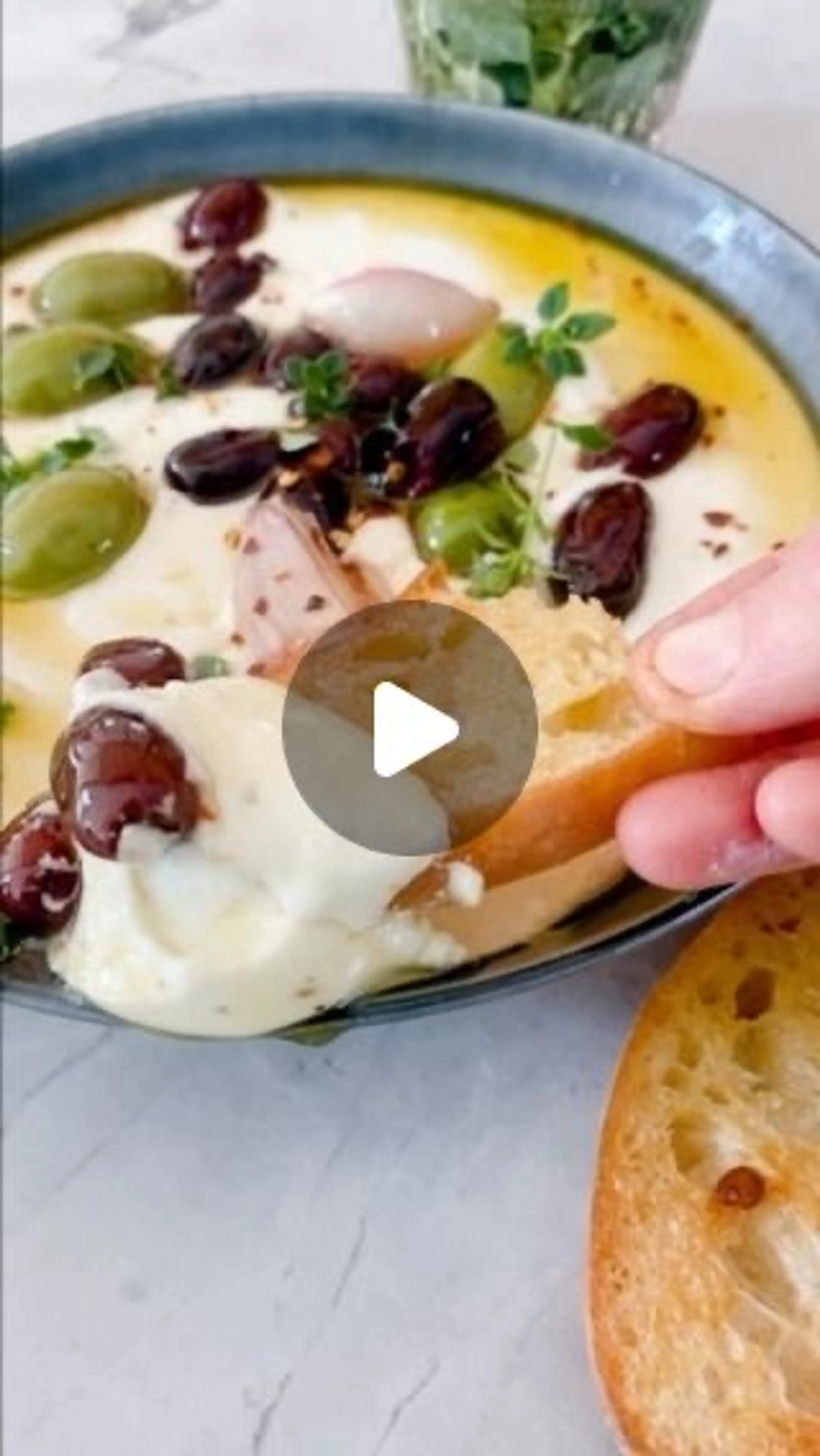 Honey Whipped Feta with Garlic Herb Roasted Olives. in Fall