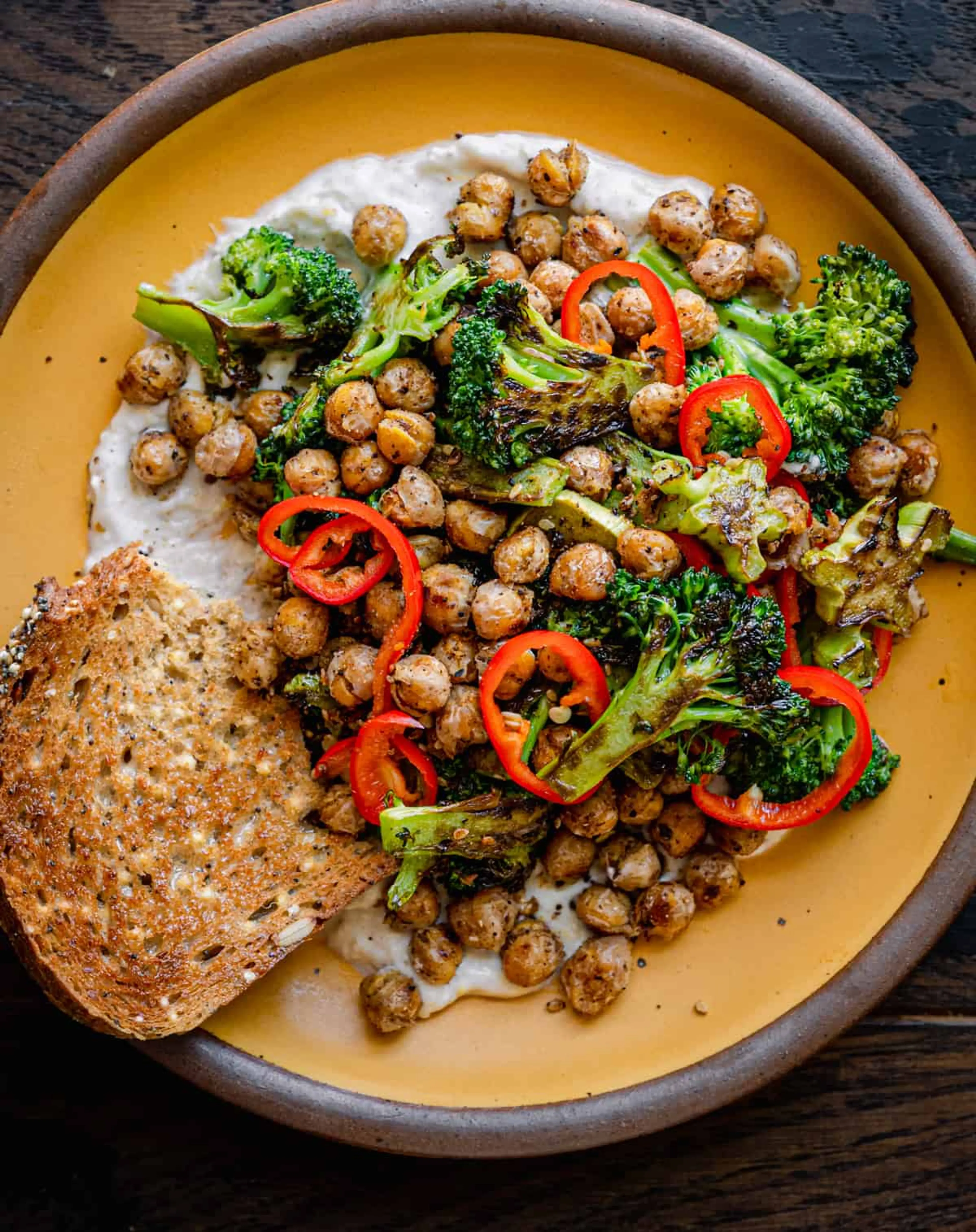 Charred Broccoli and Za’atar Chickpeas with Yogurt Sauce