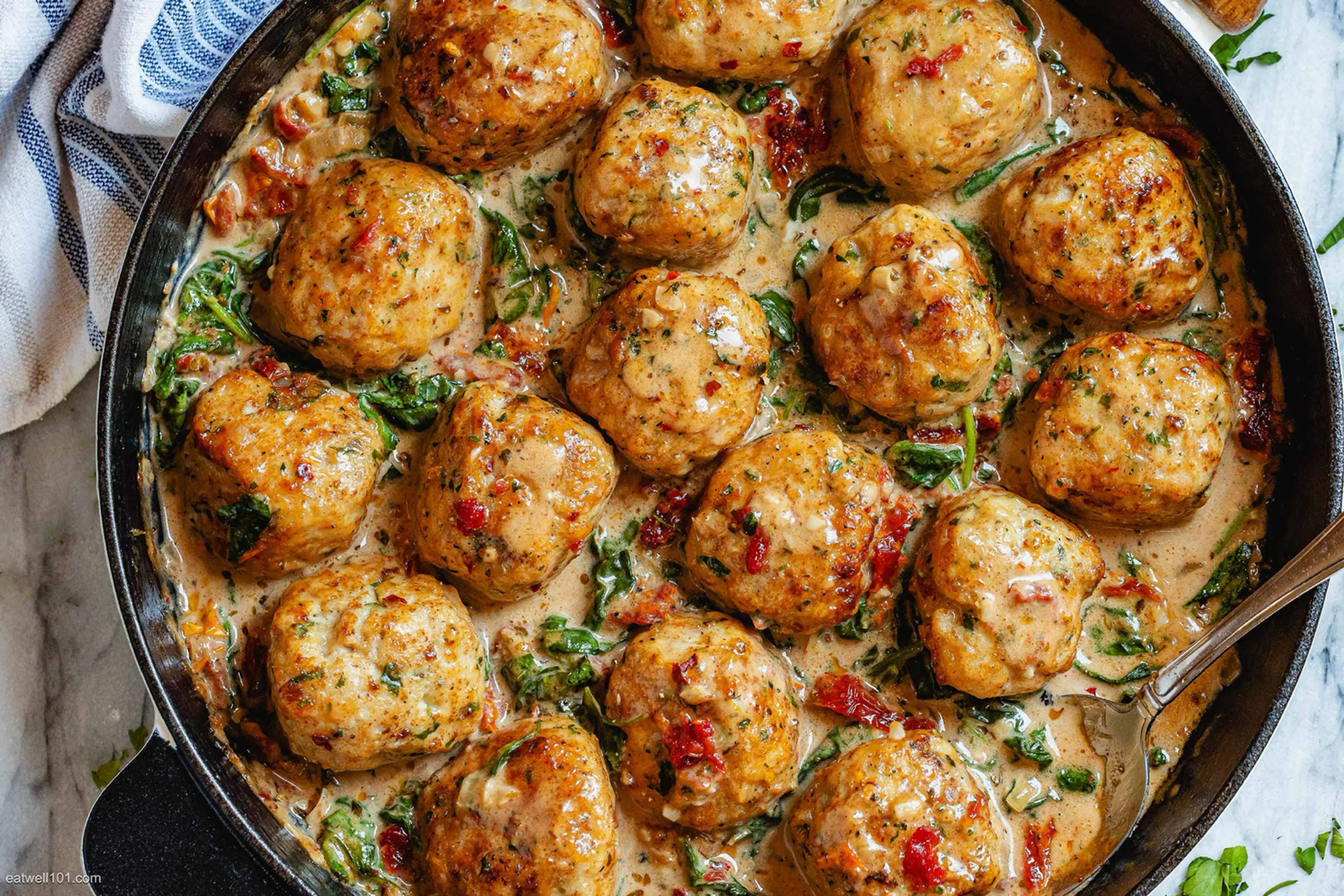 Creamy Spinach Turkey Meatballs