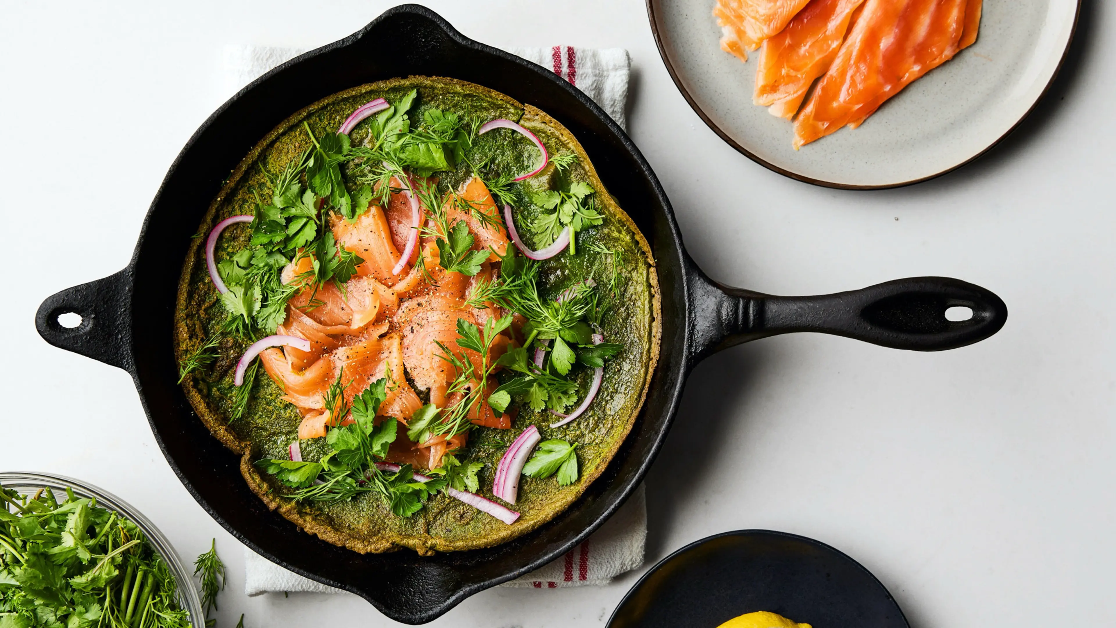 Herby Dutch Baby With Smoked Salmon