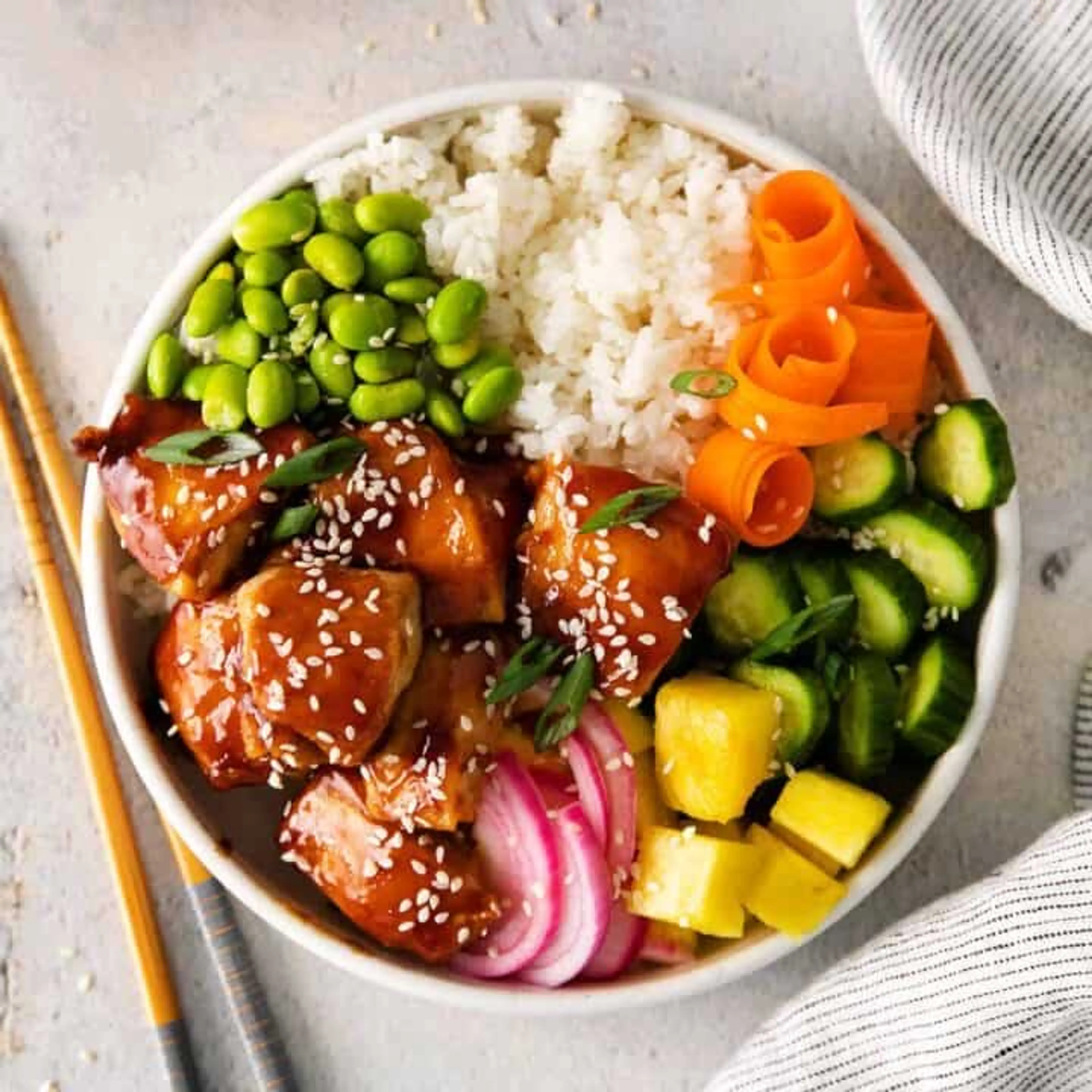 Teriyaki Chicken Poke Bowls