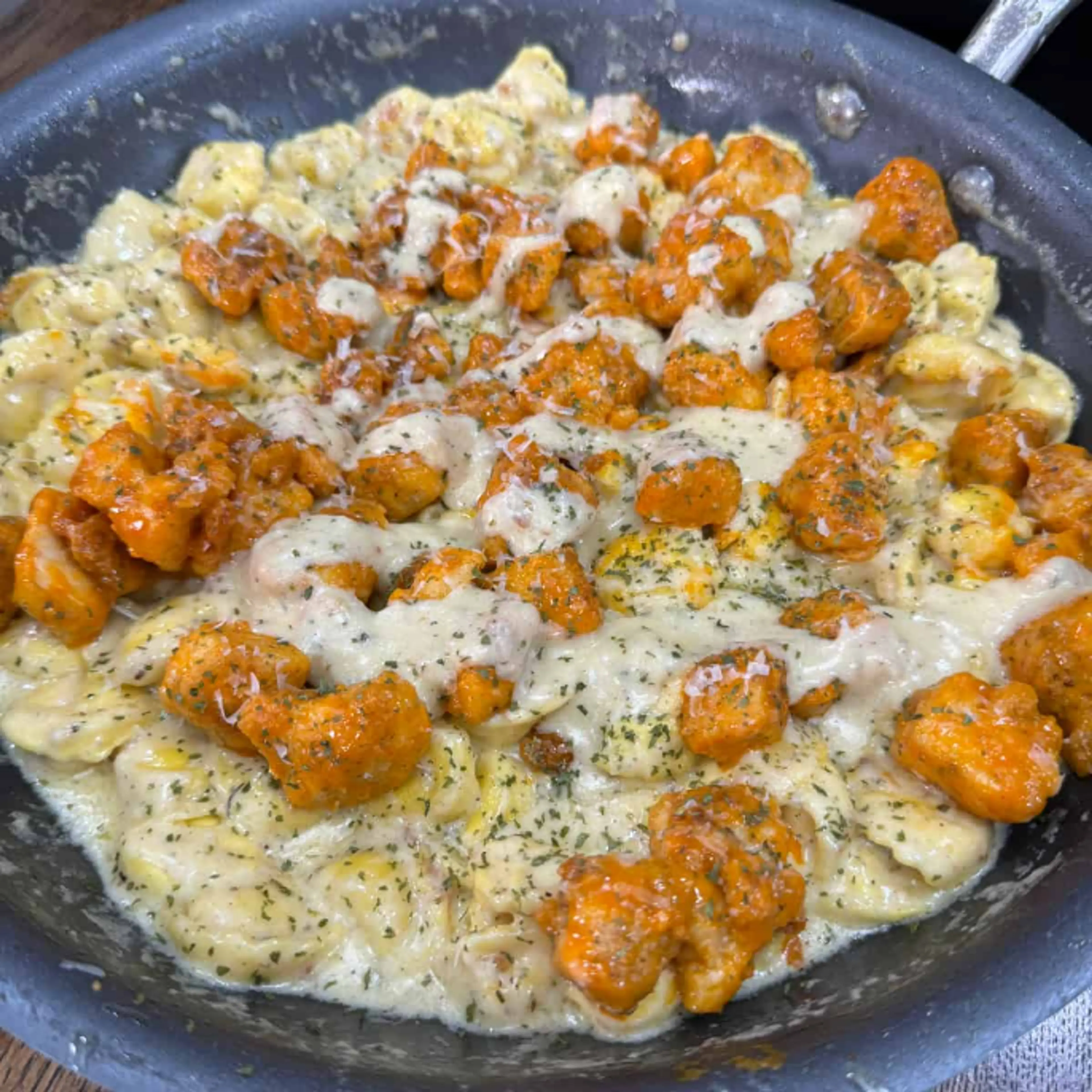 Buffalo Chicken Tortellini Alfredo