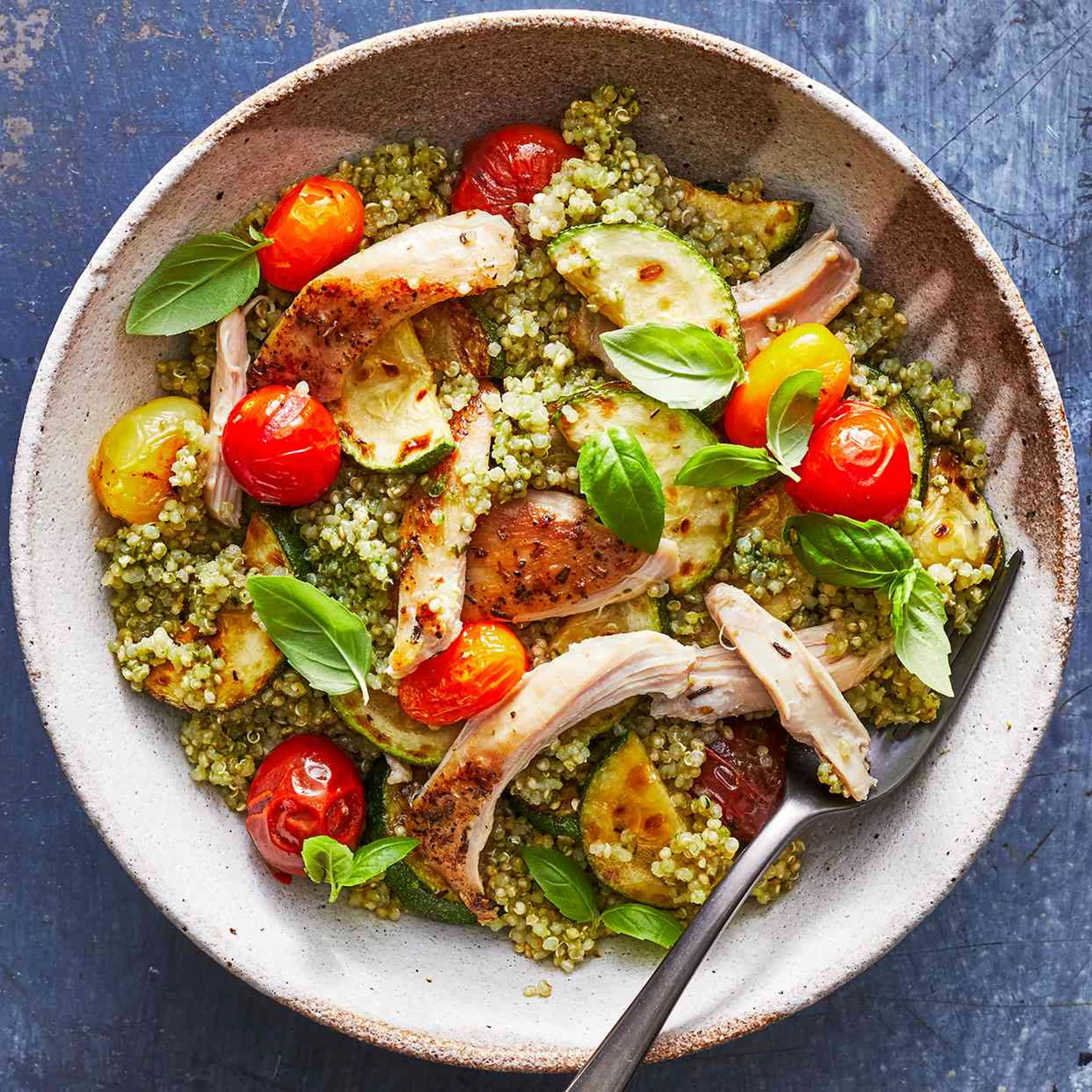 Pesto Chicken Quinoa Bowls