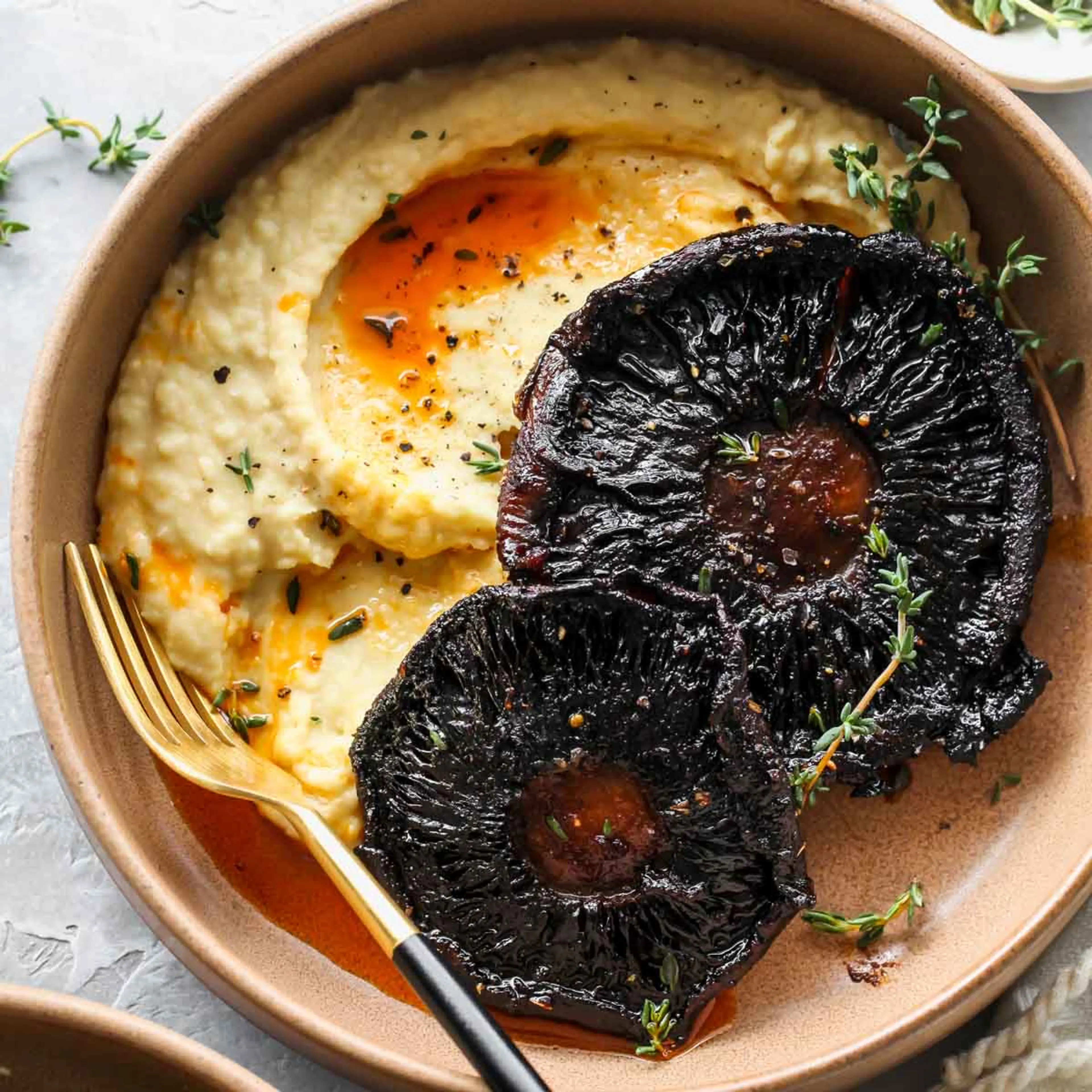 Balsamic-Roasted Portobello Steaks with Butter Bean Mash