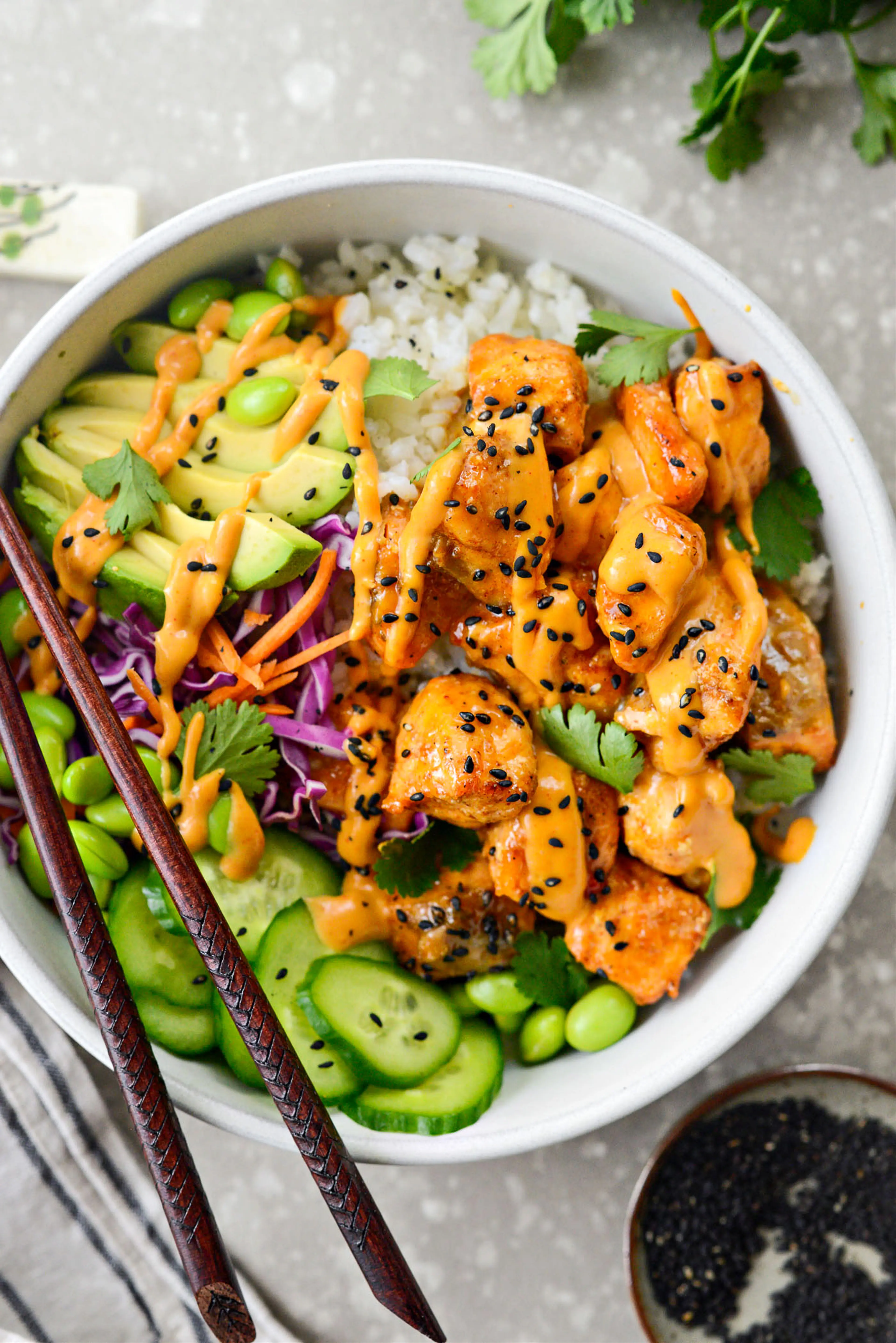 Bang Bang Salmon Rice Bowls