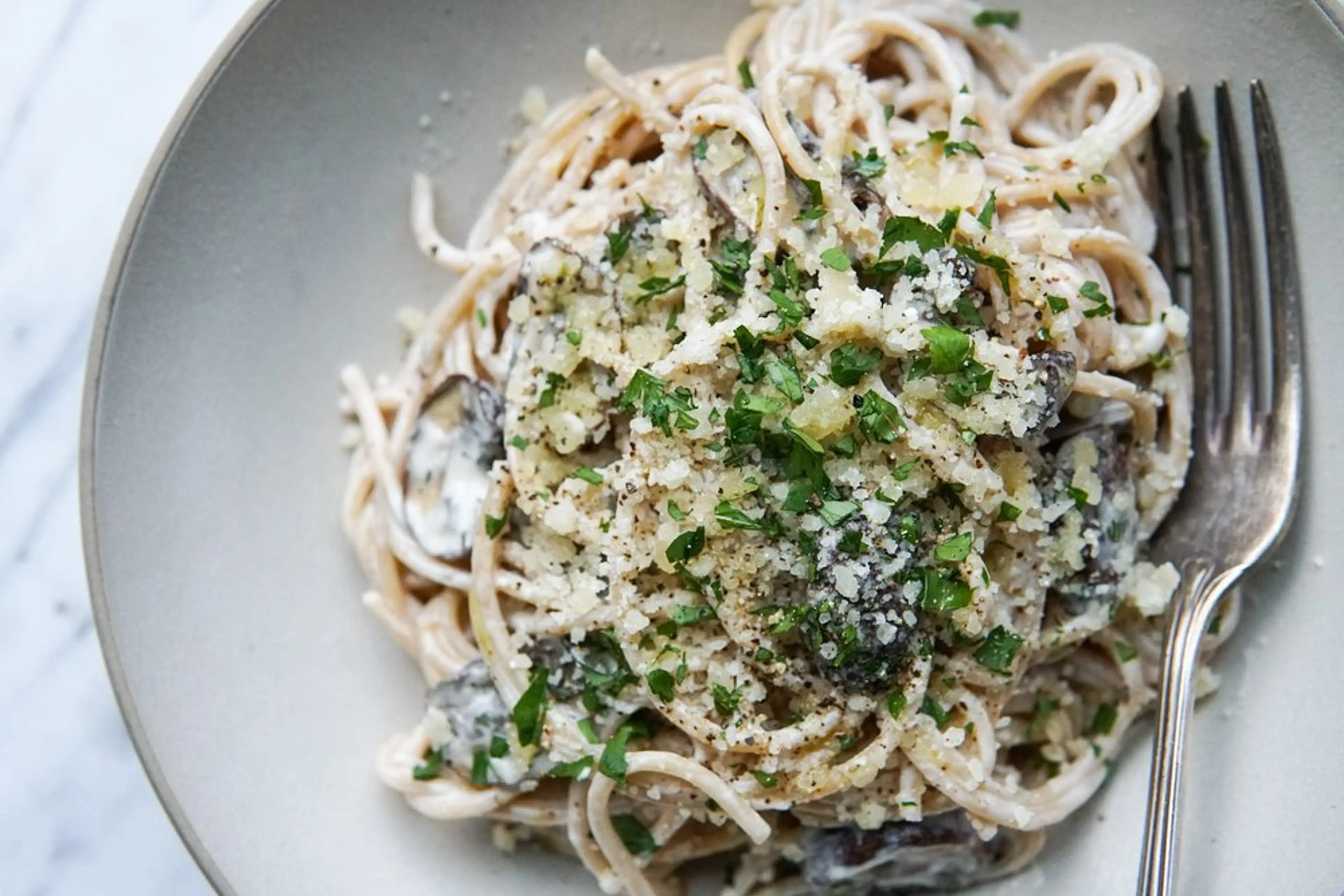 Roasted Mushroom Ricotta Pasta