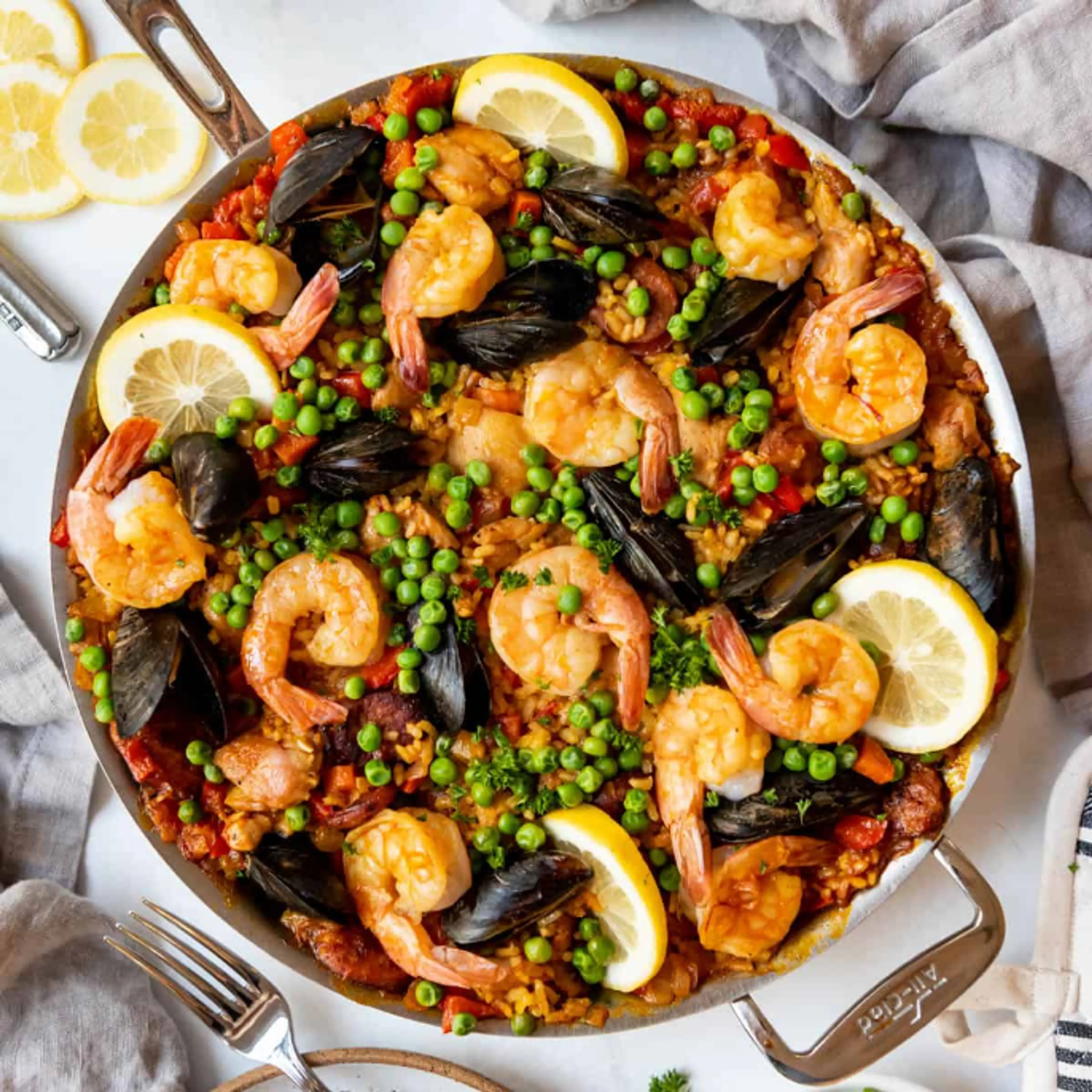 Spanish Paella Recipe (Seafood, Chicken, and Chorizo)