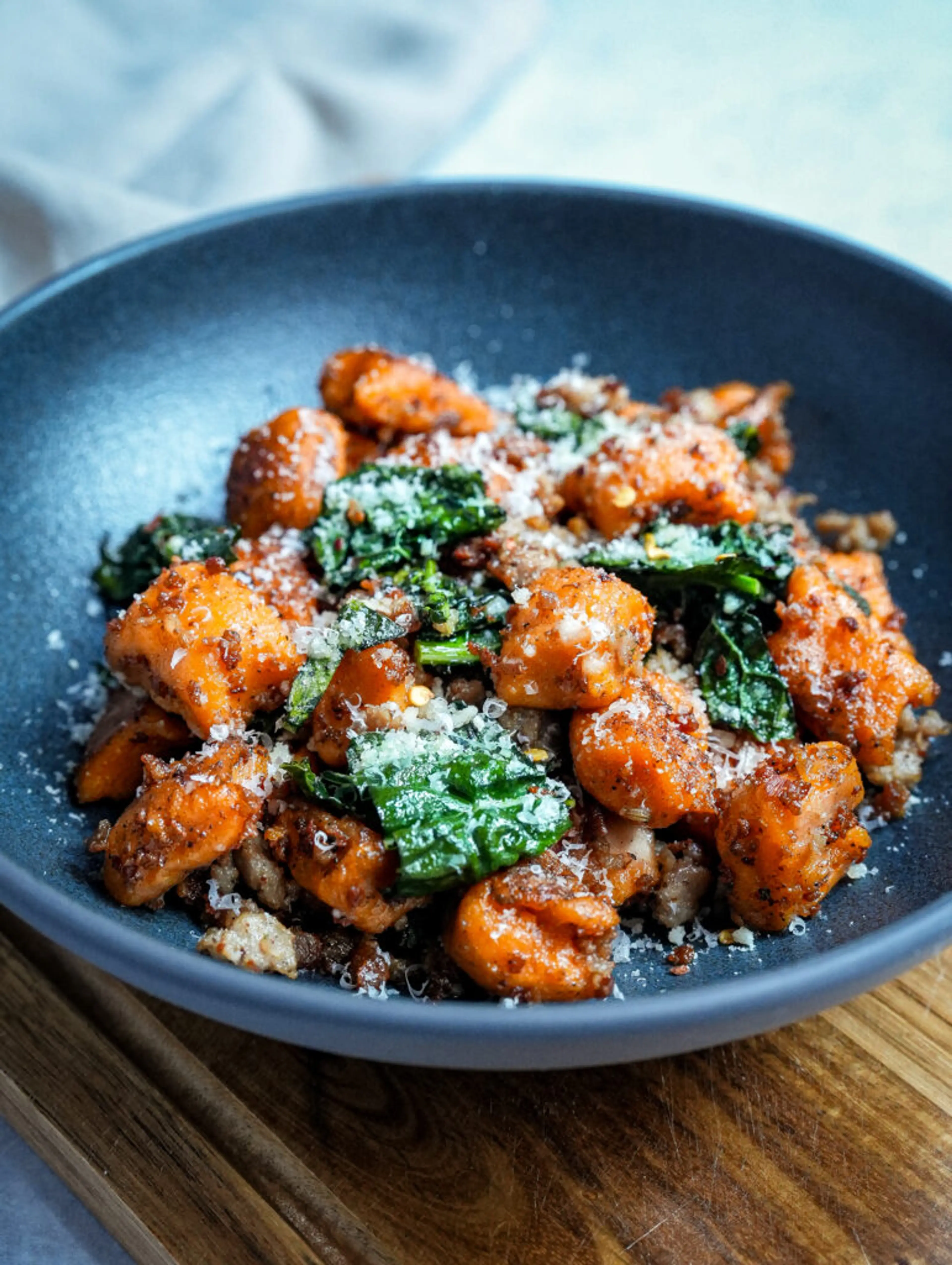 Brown Butter Sweet Potato Gnocchi with Sausage and Kale