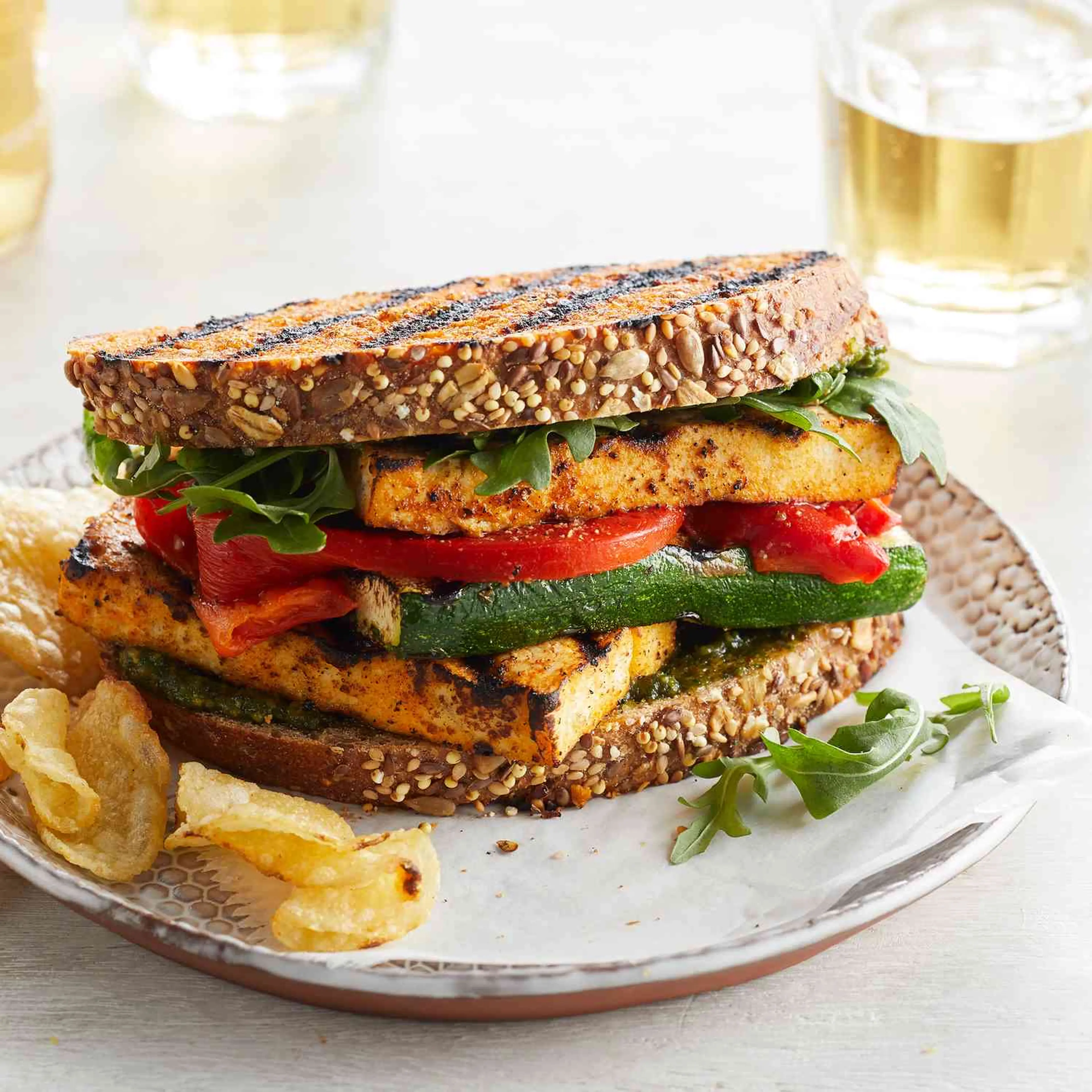 Grilled Veggie, Tofu & Pesto Sandwich