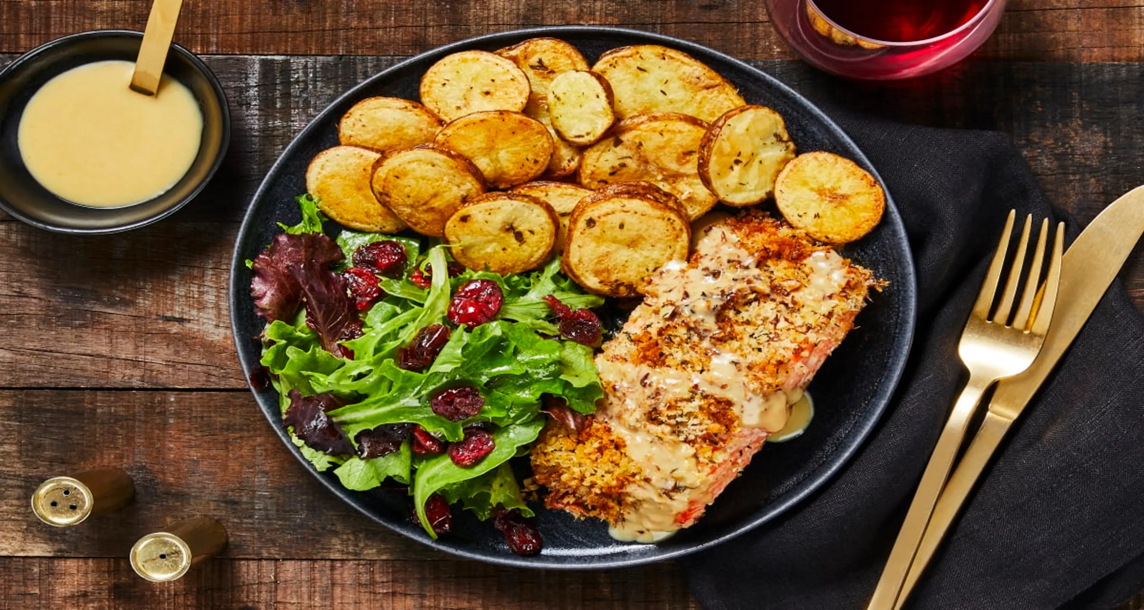 Pecan-Crusted Trout with a Cranberry-Studded Salad & Roasted