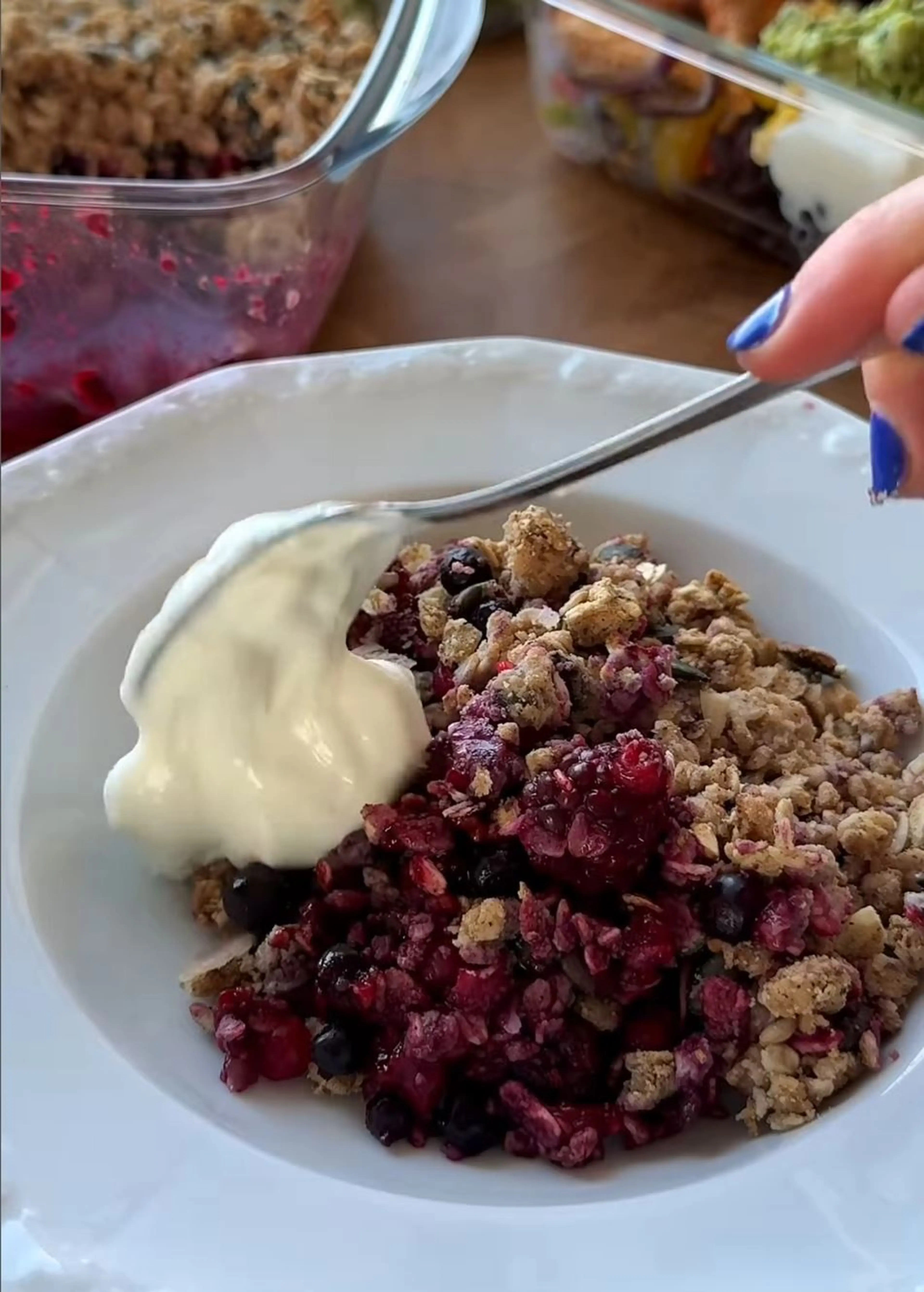 Summer fruit breakfast crumble