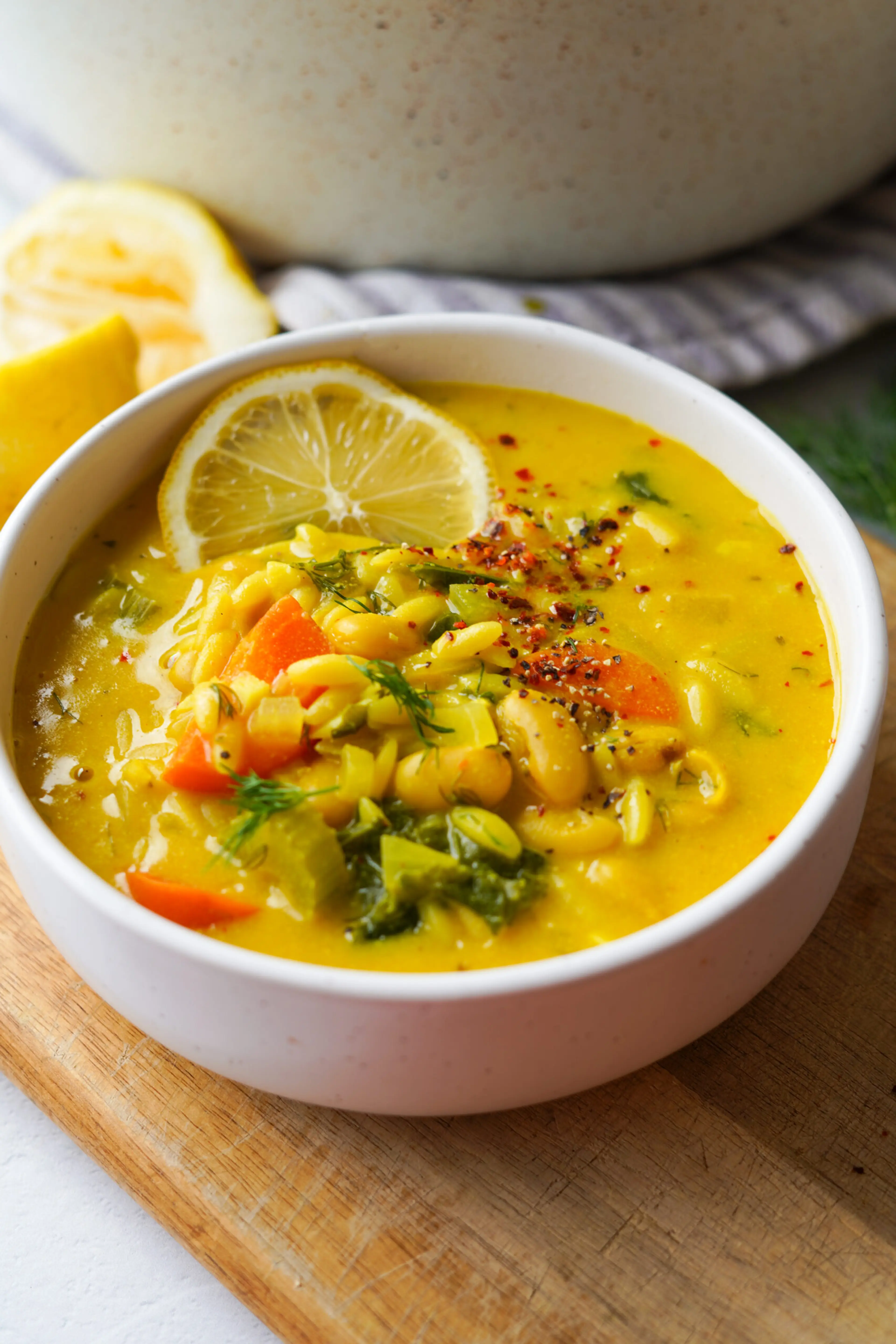 White Bean Soup with Lemon and Orzo