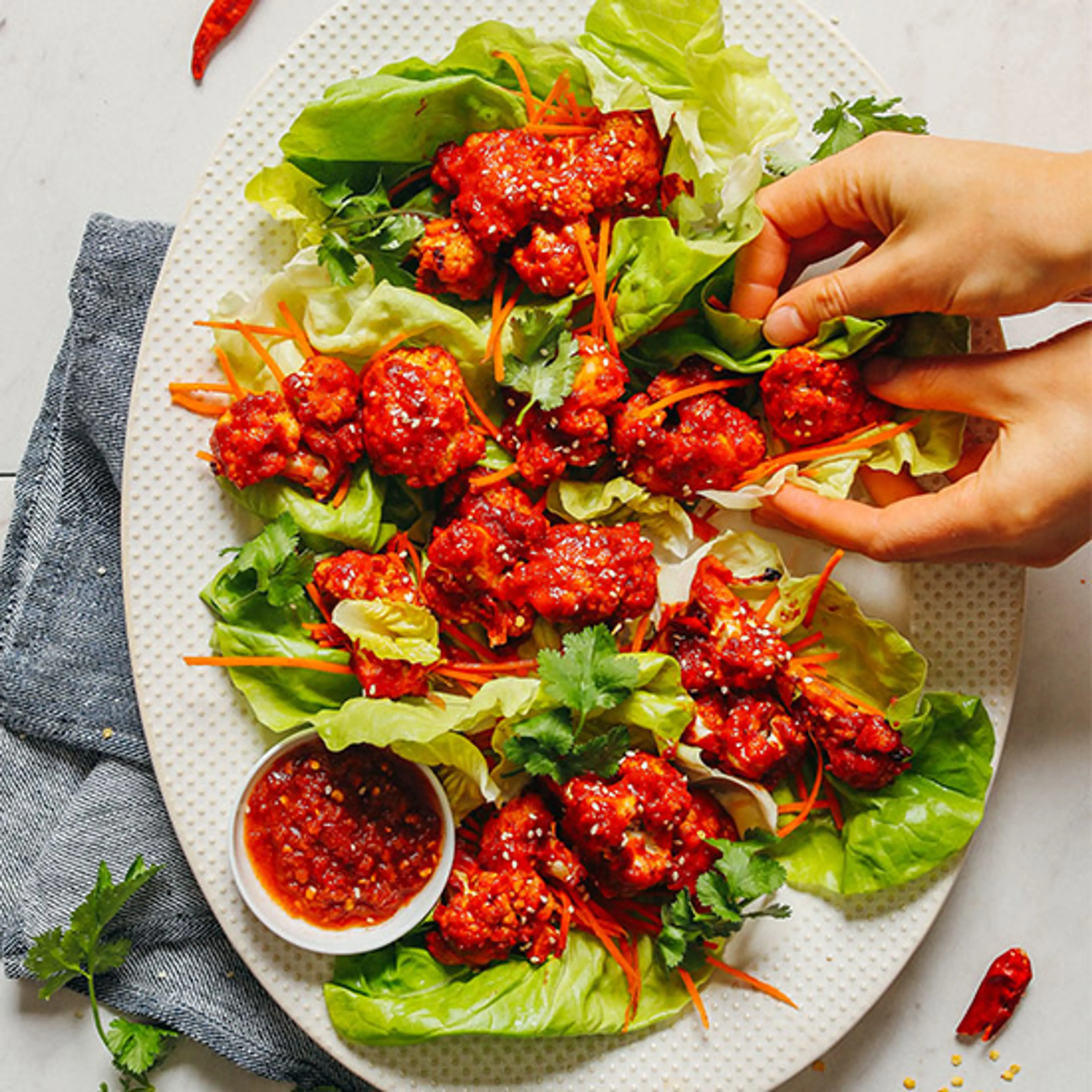 Spicy Korean Style Cauliflower Wings