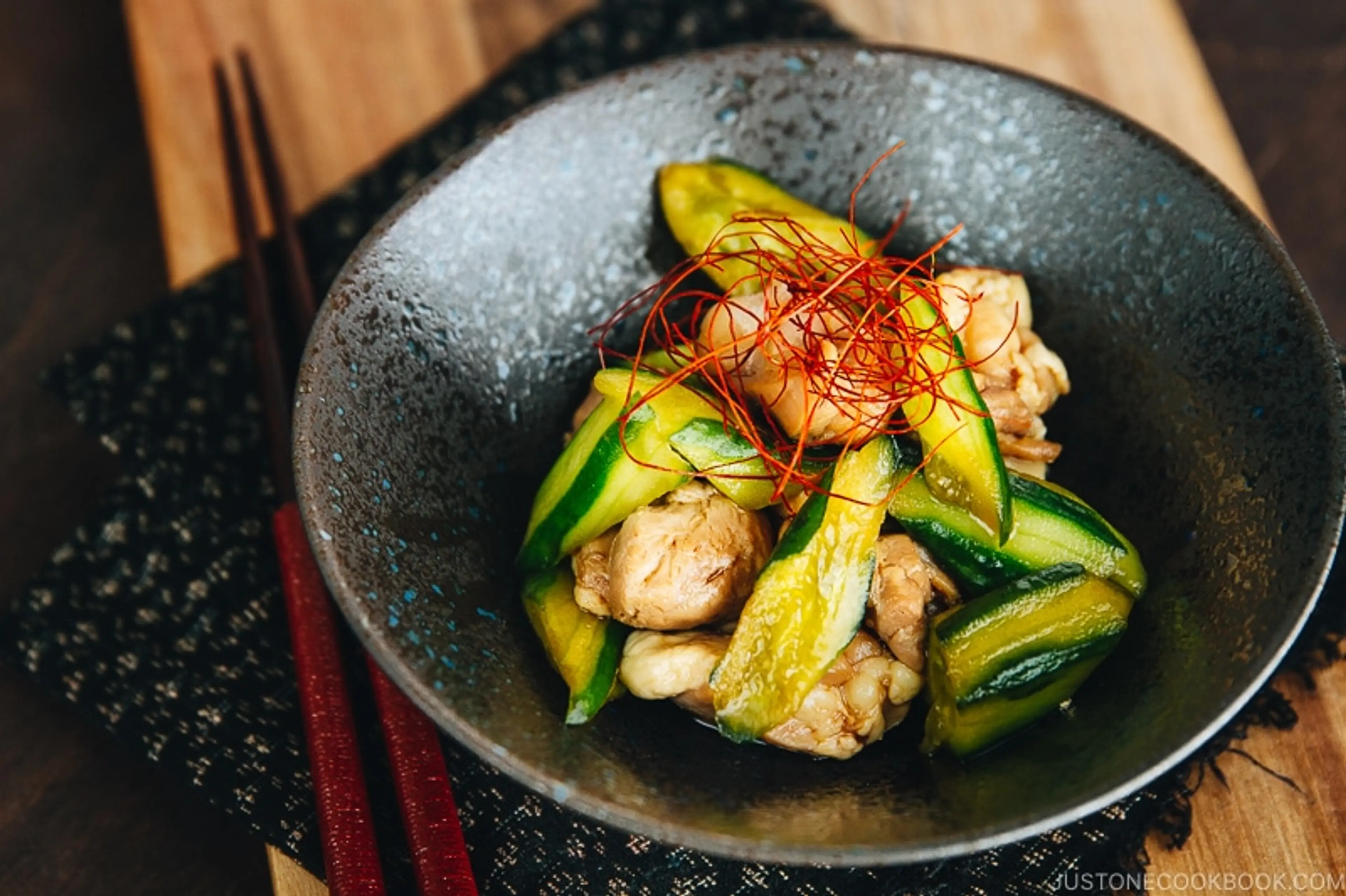 Cucumber and Chicken Marinated in Chili Oil