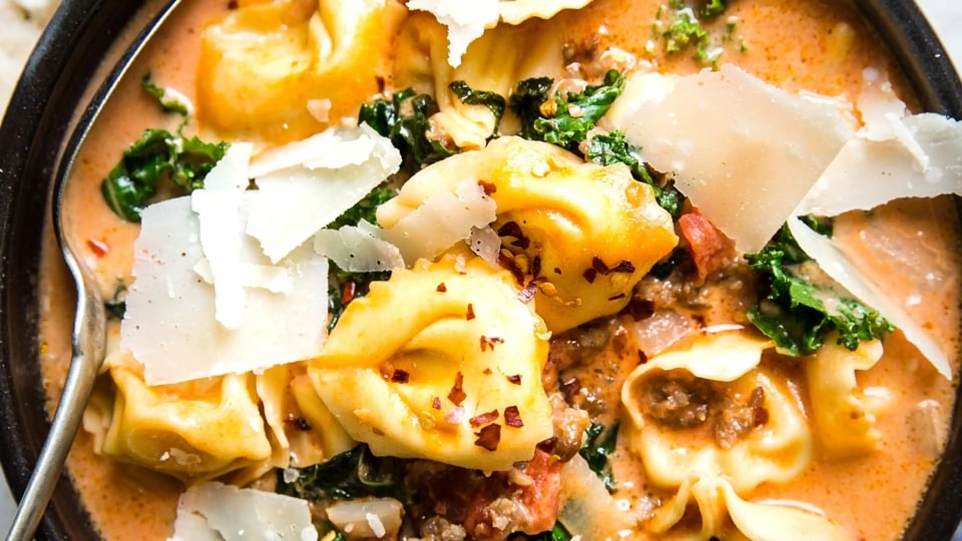 Tortellini Soup with Italian Sausage and Kale