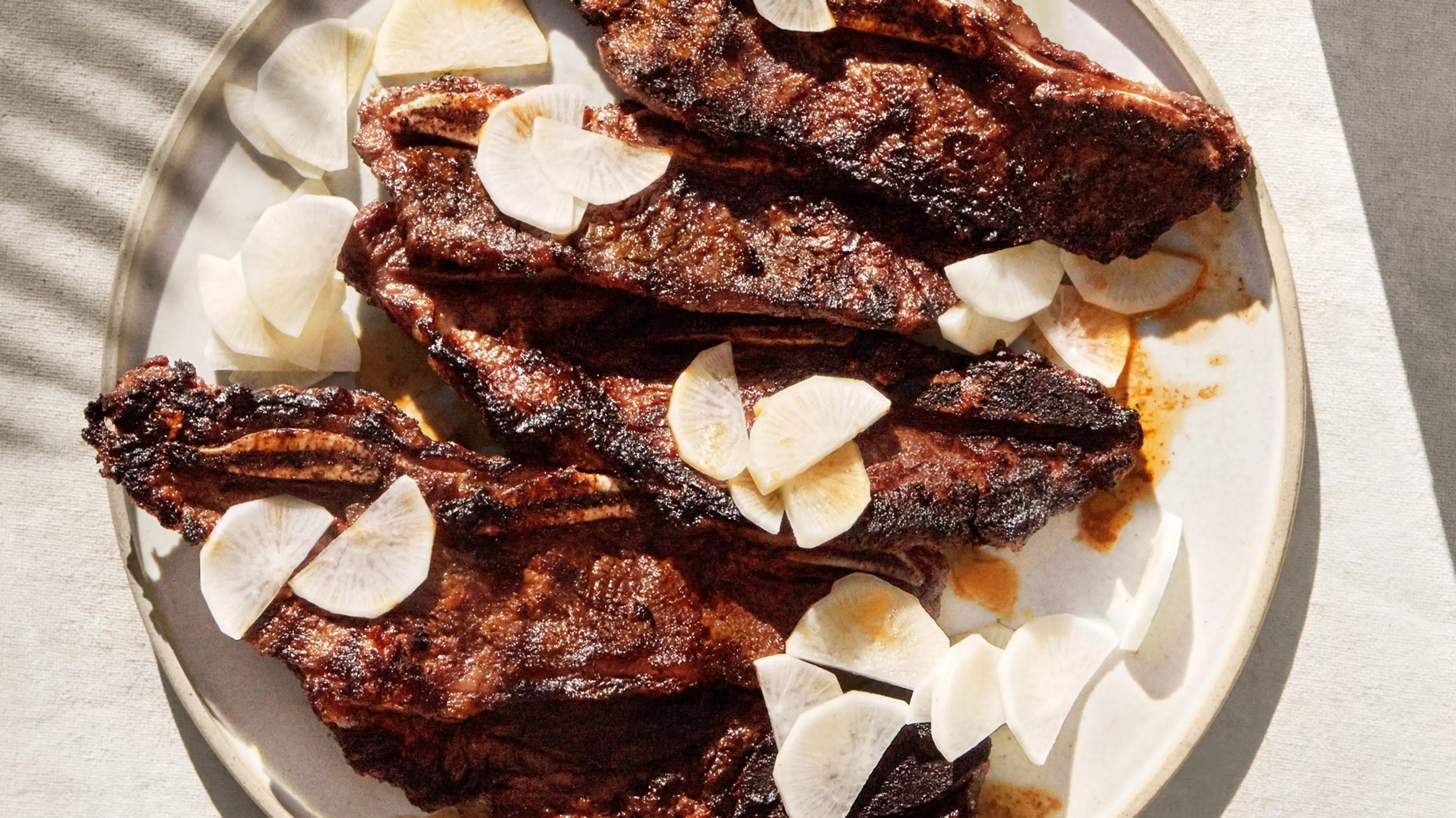 Grilled Short Ribs with Pickled Daikon