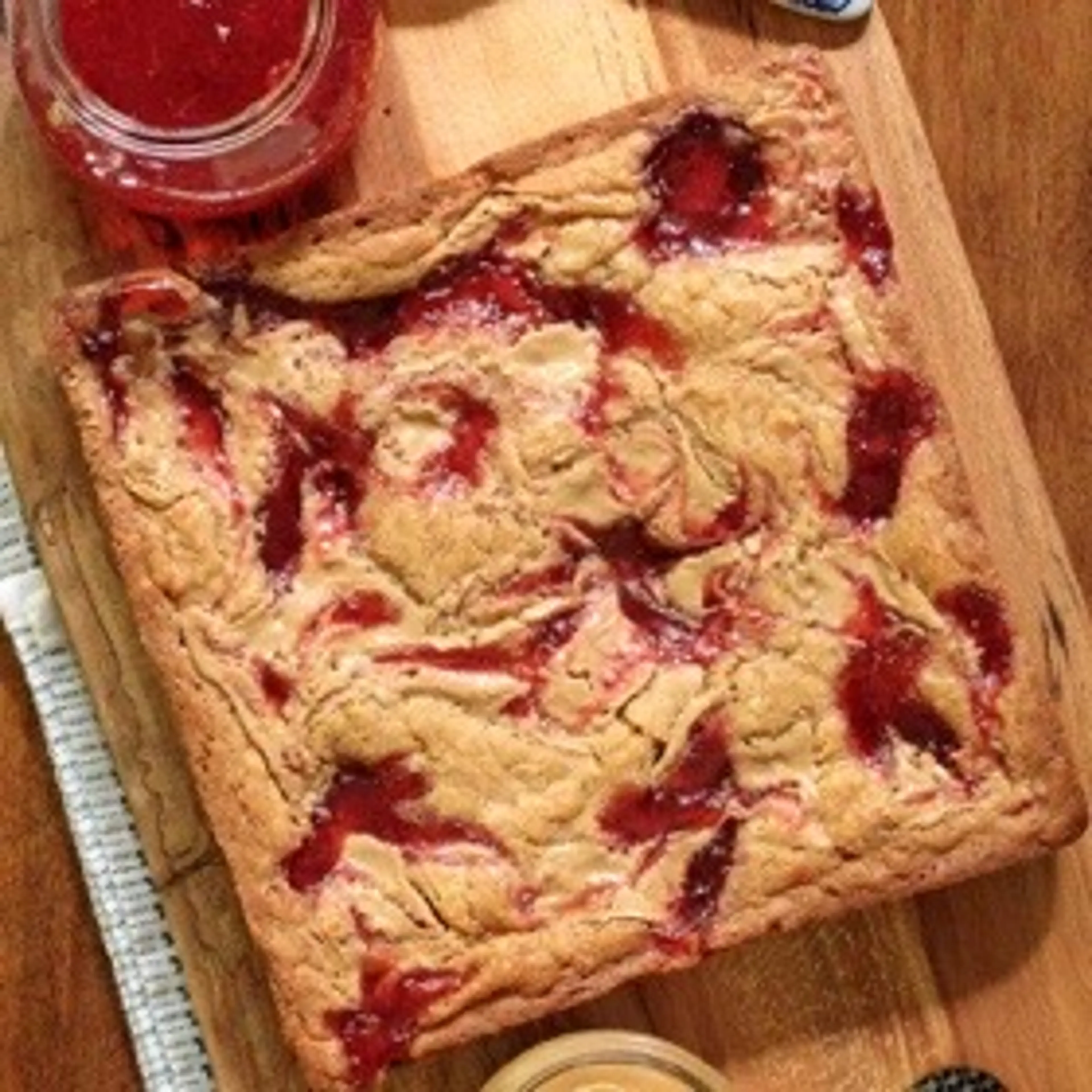 Peanut Butter and Jelly Blondies - The Café Sucre Farine