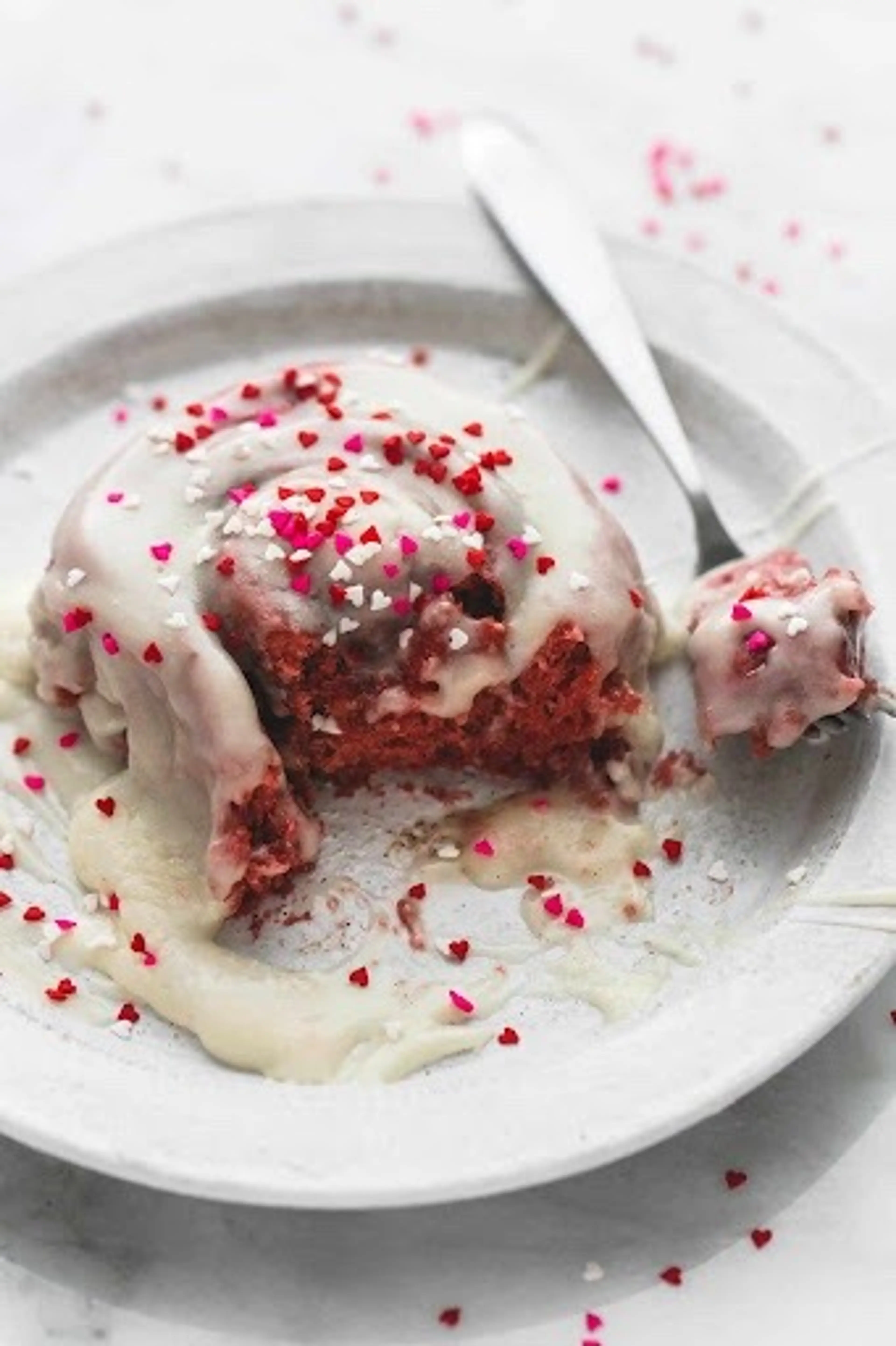 Red Velvet Cinnamon Rolls with Brown Butter Cream Cheese Fro