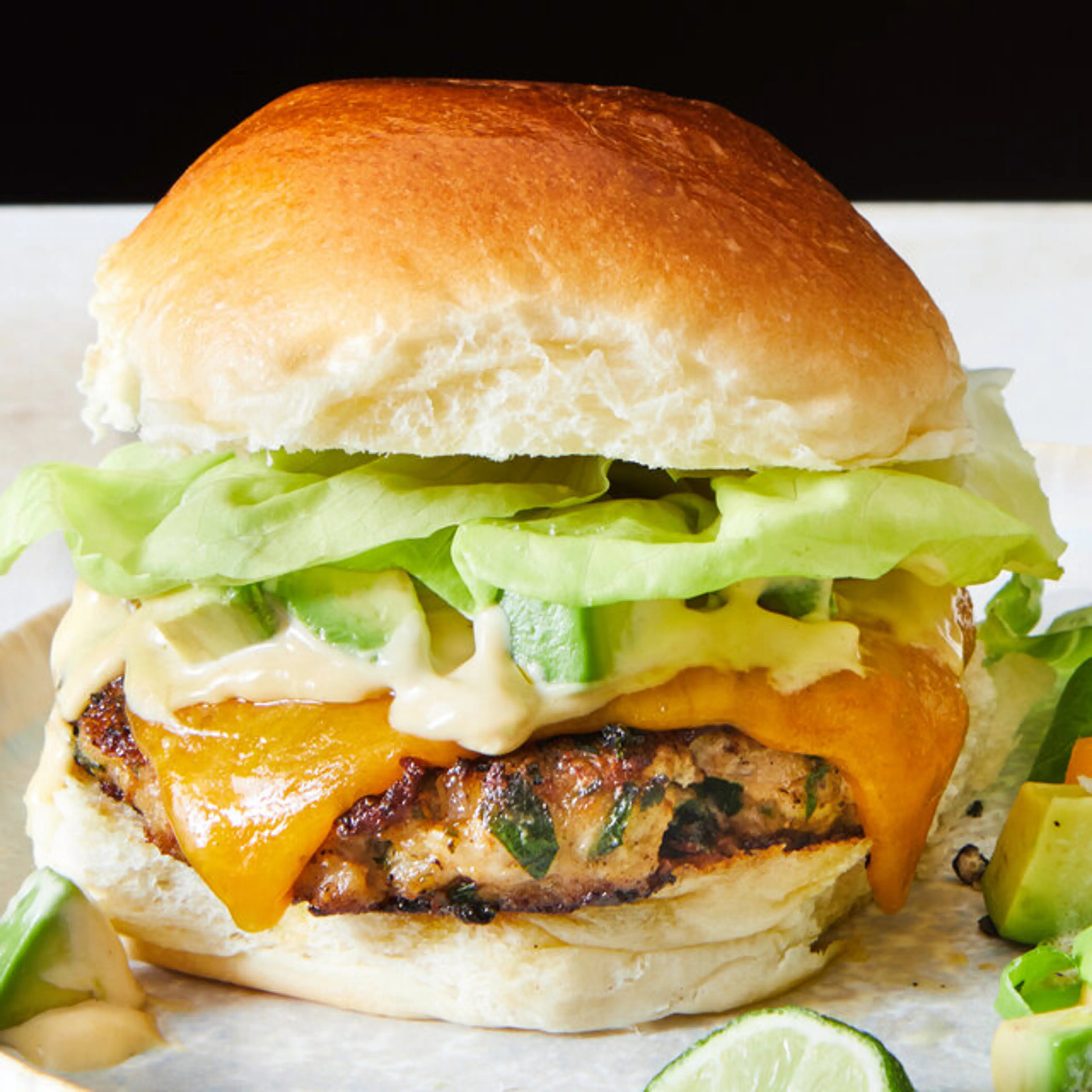 Smashed Chicken Burgers With Cheddar and Parsley