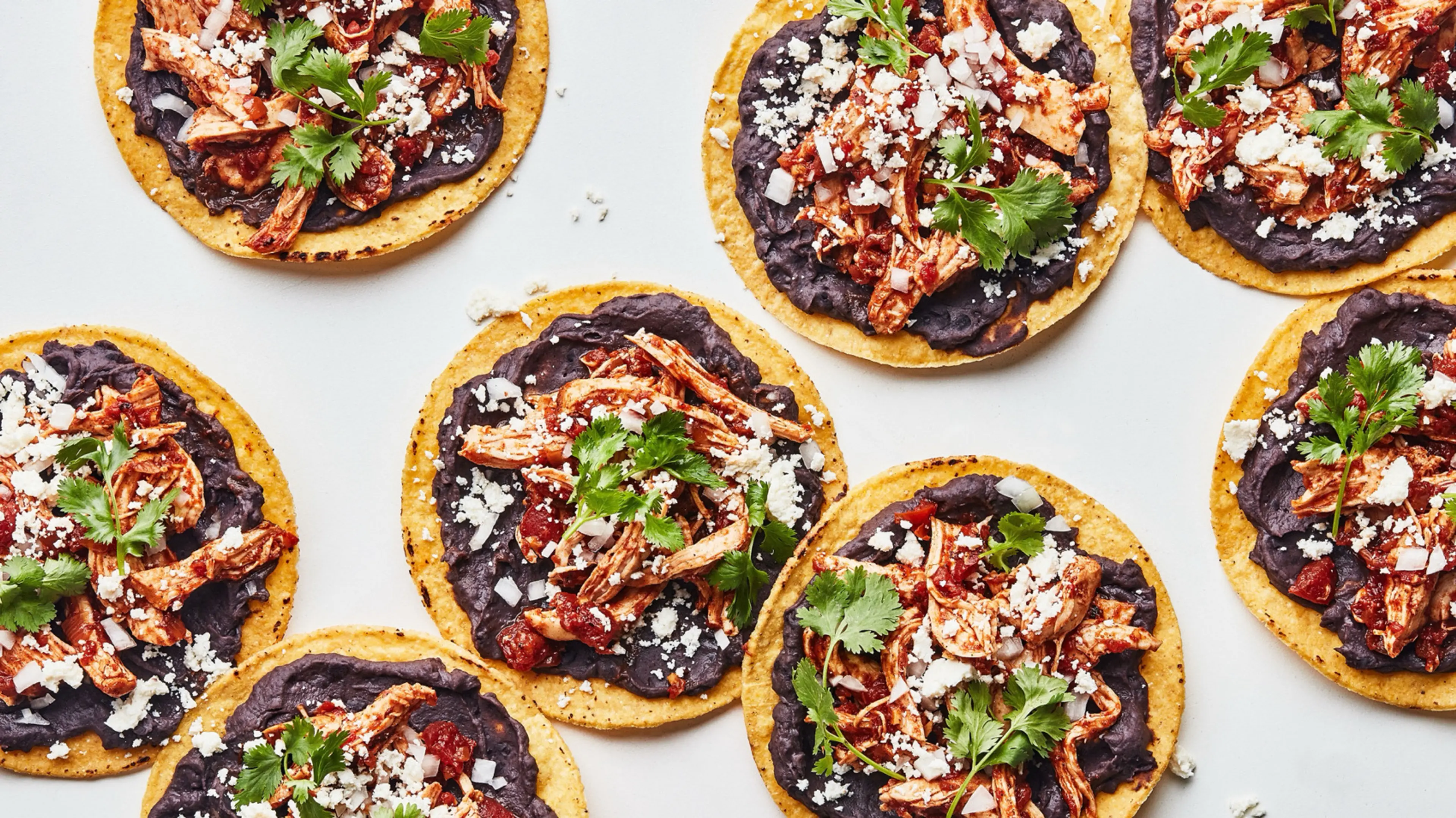 Easy Tostadas With Chicken Tinga and Black Beans