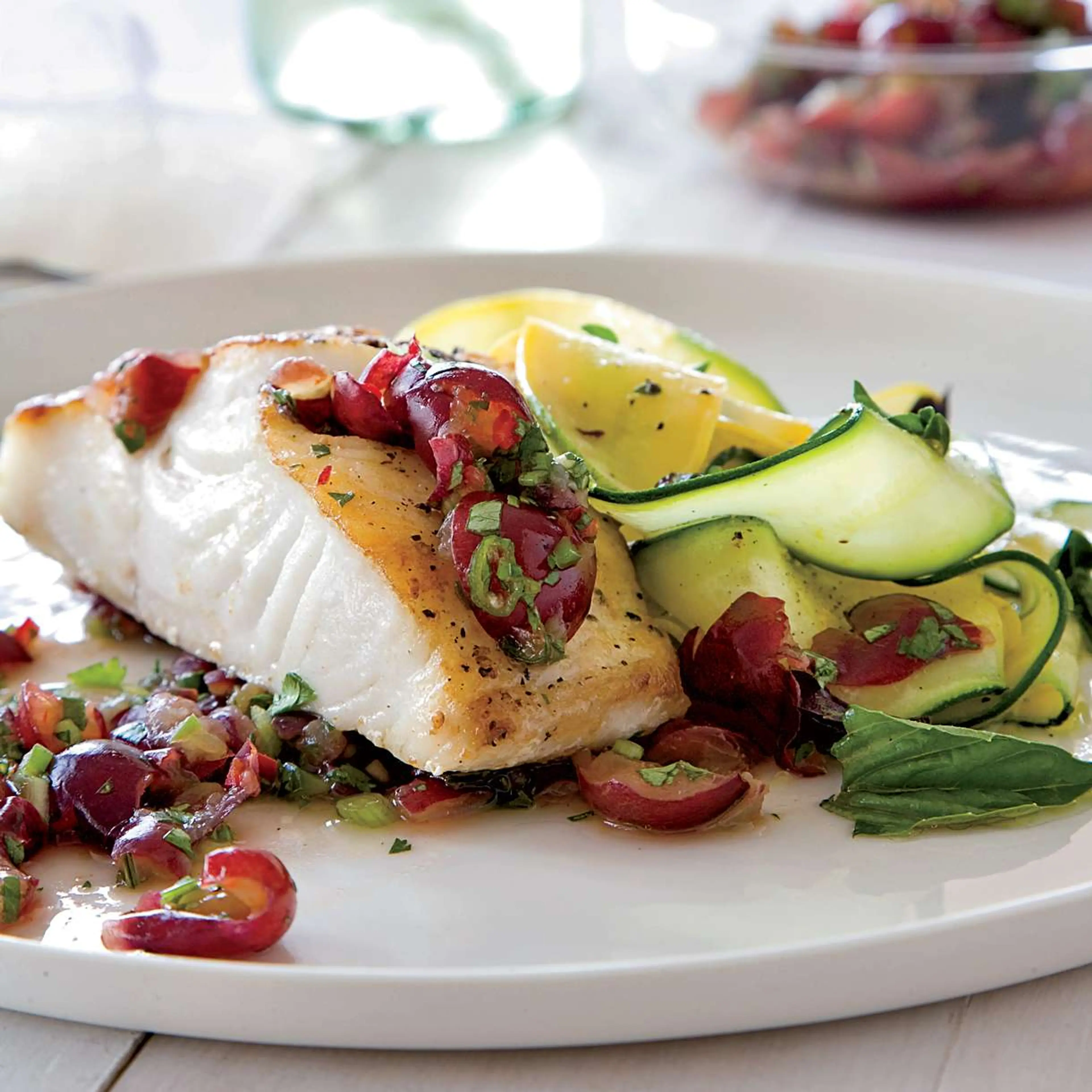 Pan-Seared Black Cod with Grape Salsa