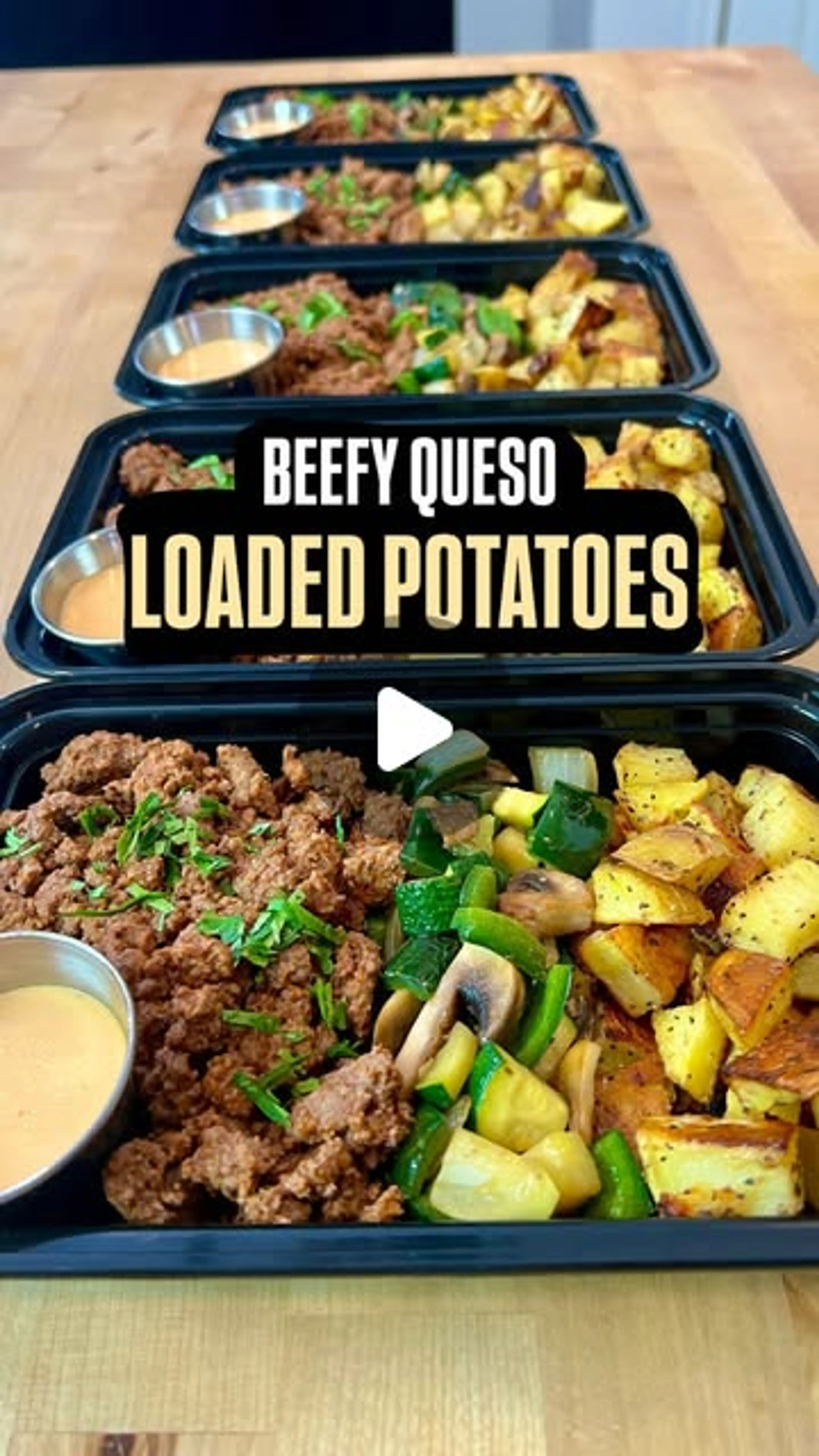 Beefy Queso Loaded Potatoes Meal Prep