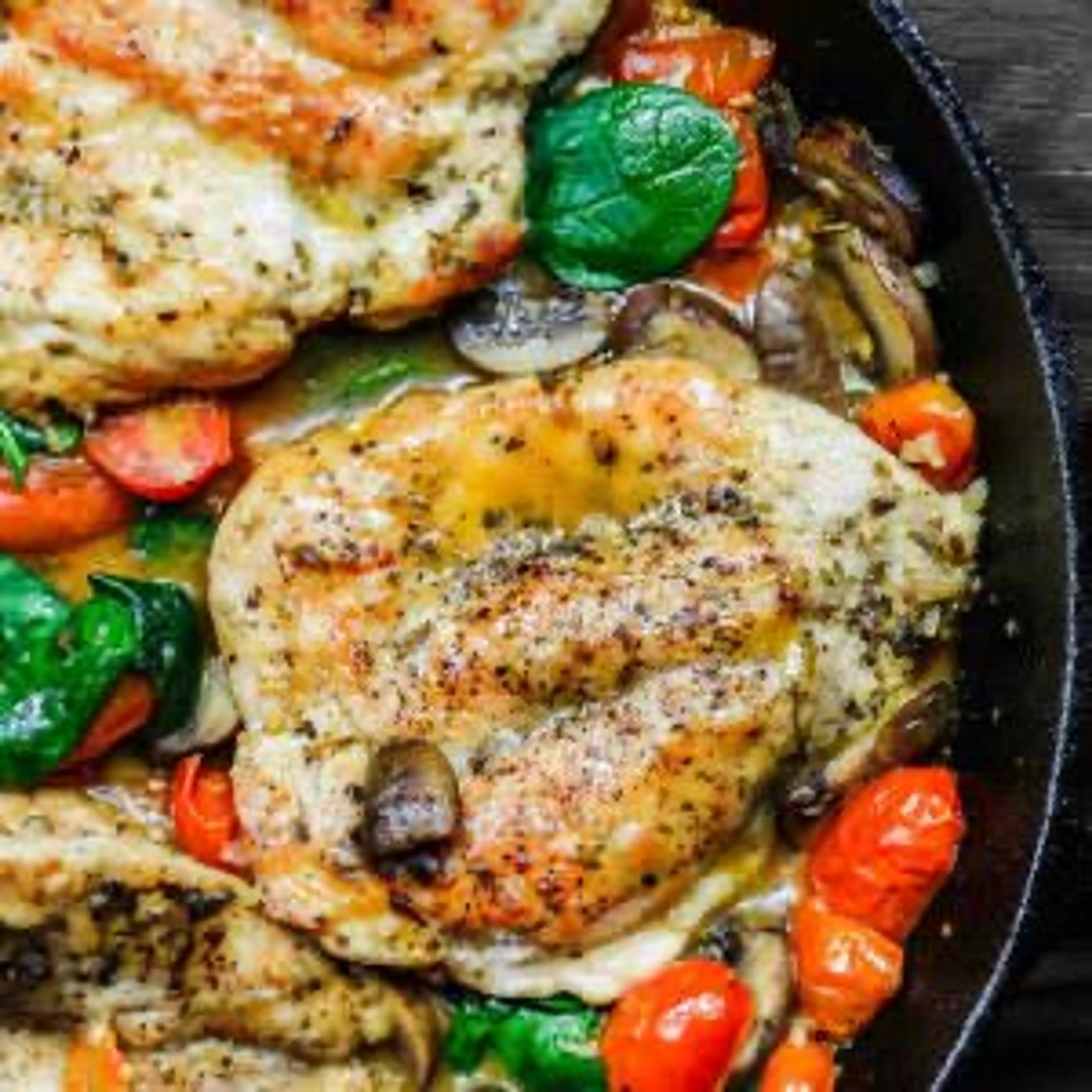 Italian-Style Skillet Chicken with Tomatoes and Mushrooms